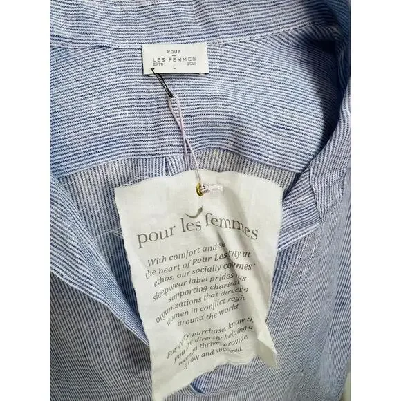 NWT! Pour Les Femmes Linen Shirt Dress Light Blue LARGE -  www.rajagirimanappuram.com